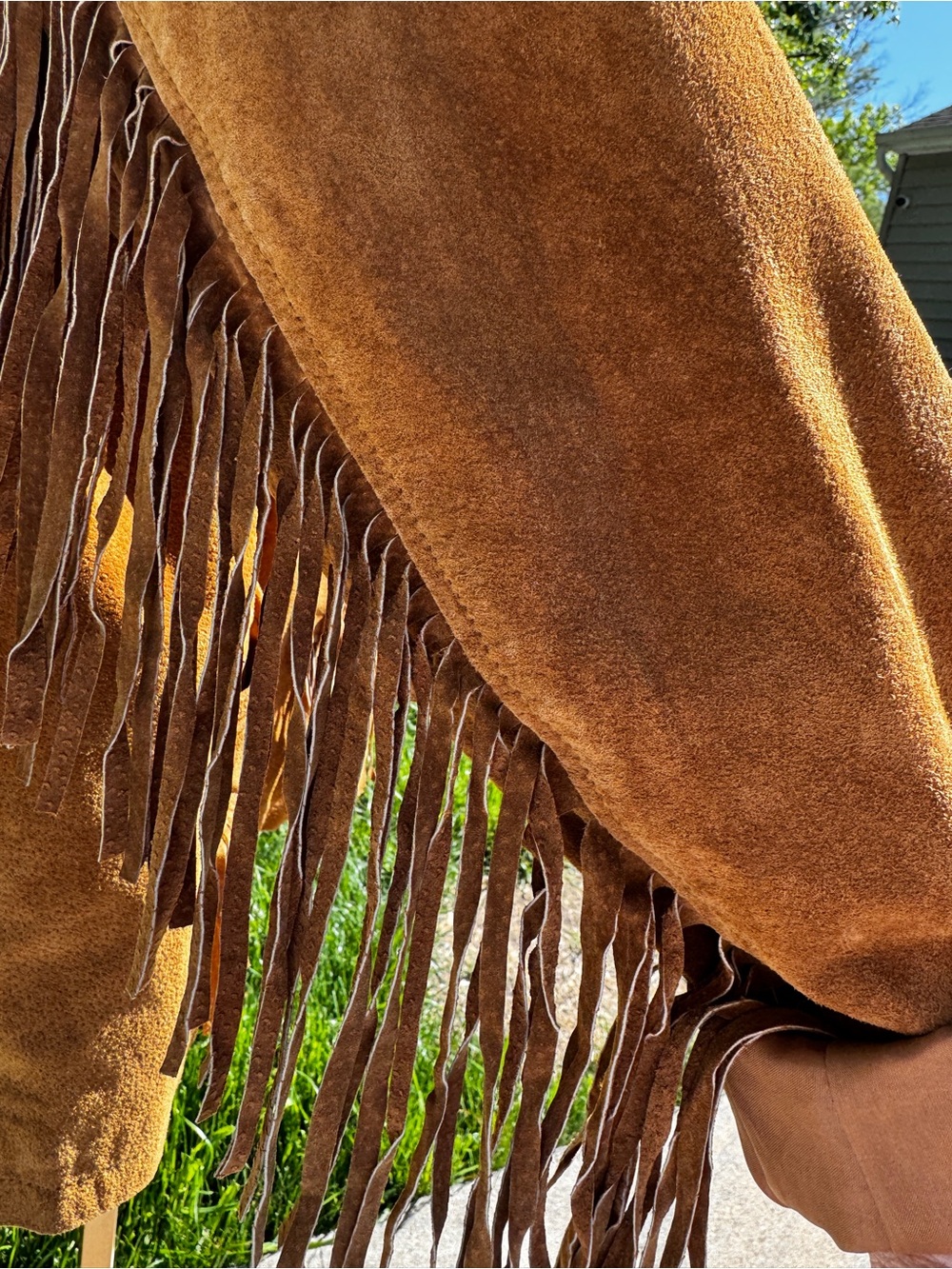 R&O 100% Leather Suede Fringe Jacket Women’s Western Cowgirl Coat Large Vtg Look - Picture 4 of 7